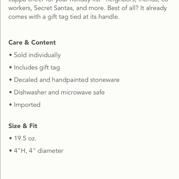 - Anthropologie Bundle Up Monogram Holiday Mug T NWT - Picture 3 of 5